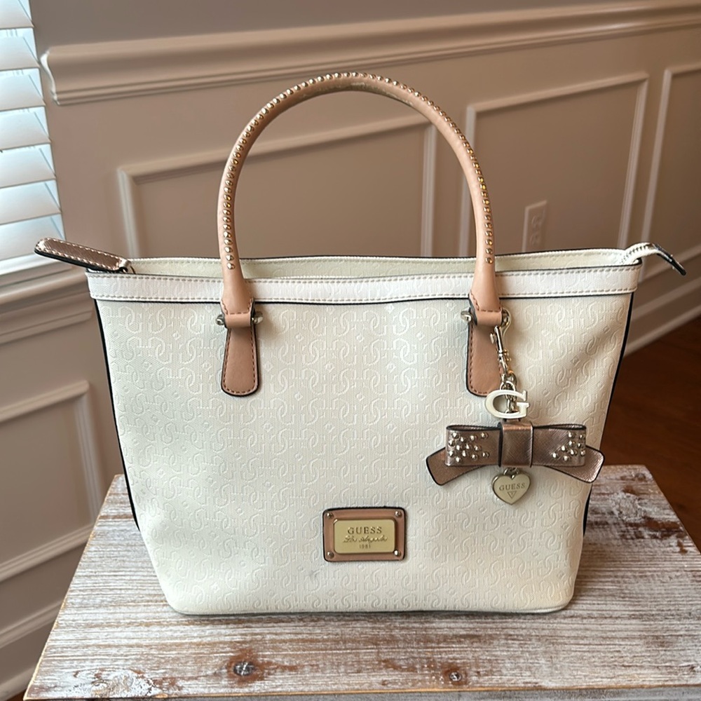 Guess White Tote